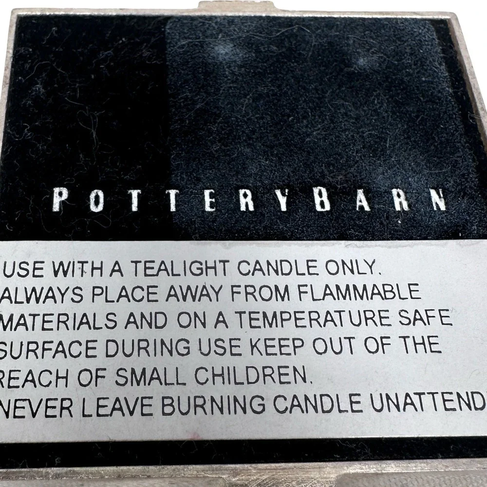 Pottery Barn‎ Silver Gift Box Tealight Candle Holders Pair Hinged Bow Detail